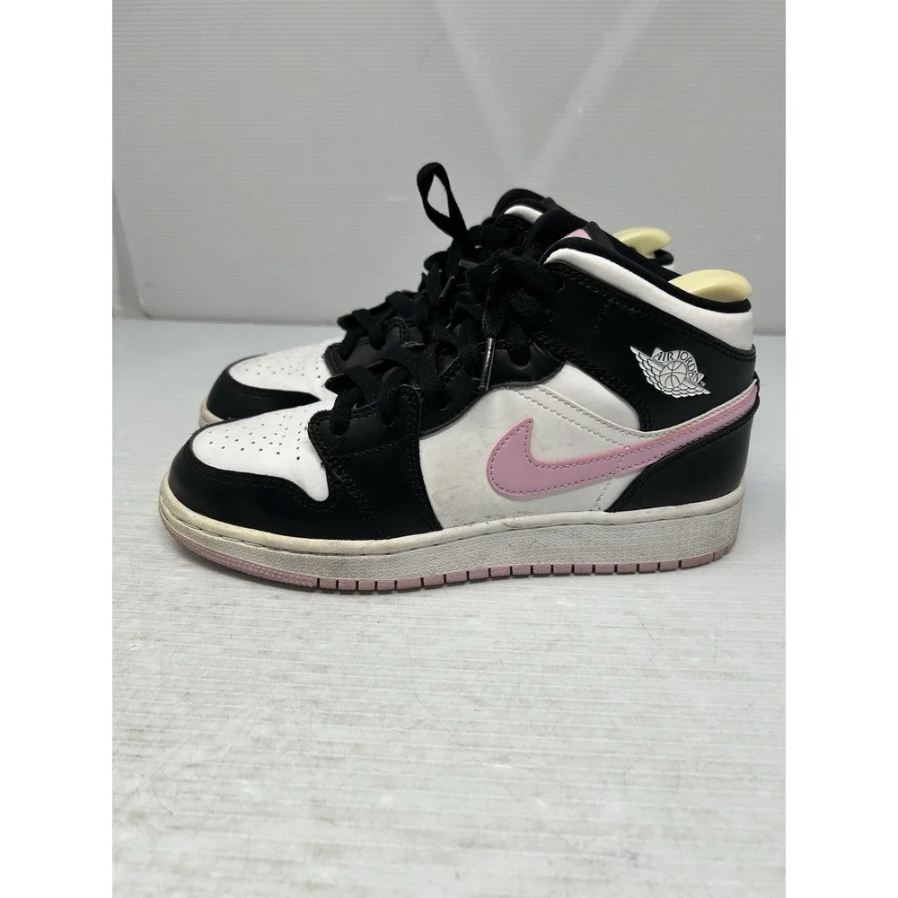 Nike Air Jordan 1 Mid Athletic Shoes Youth Girls 6Y Light Arctic Pink 555112-103